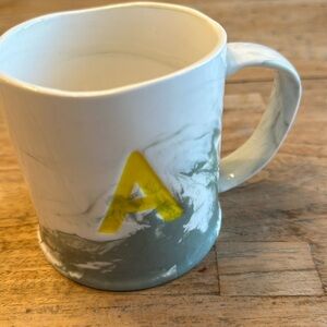Anthropologie Marbled Monogram Mug “A”